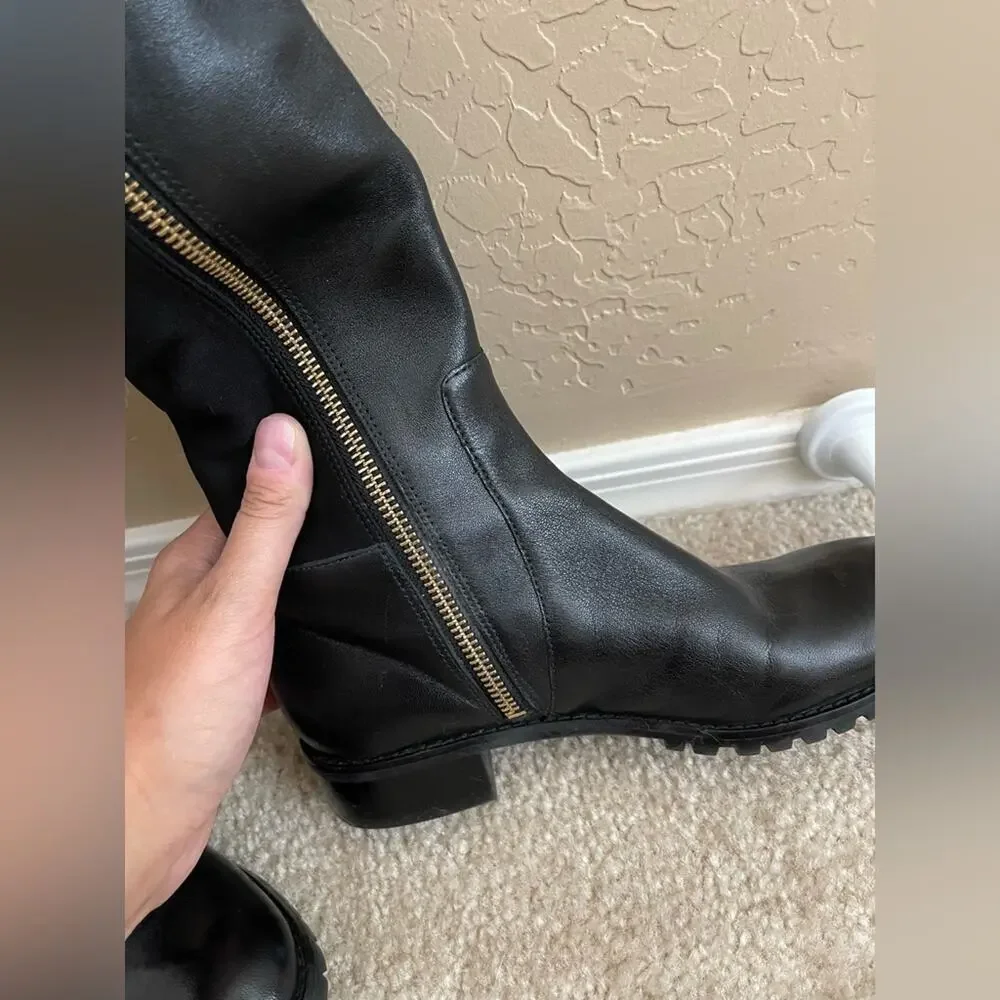 Michael‎ Kors Joanie Black Over the Knee Leather Stretch Boots